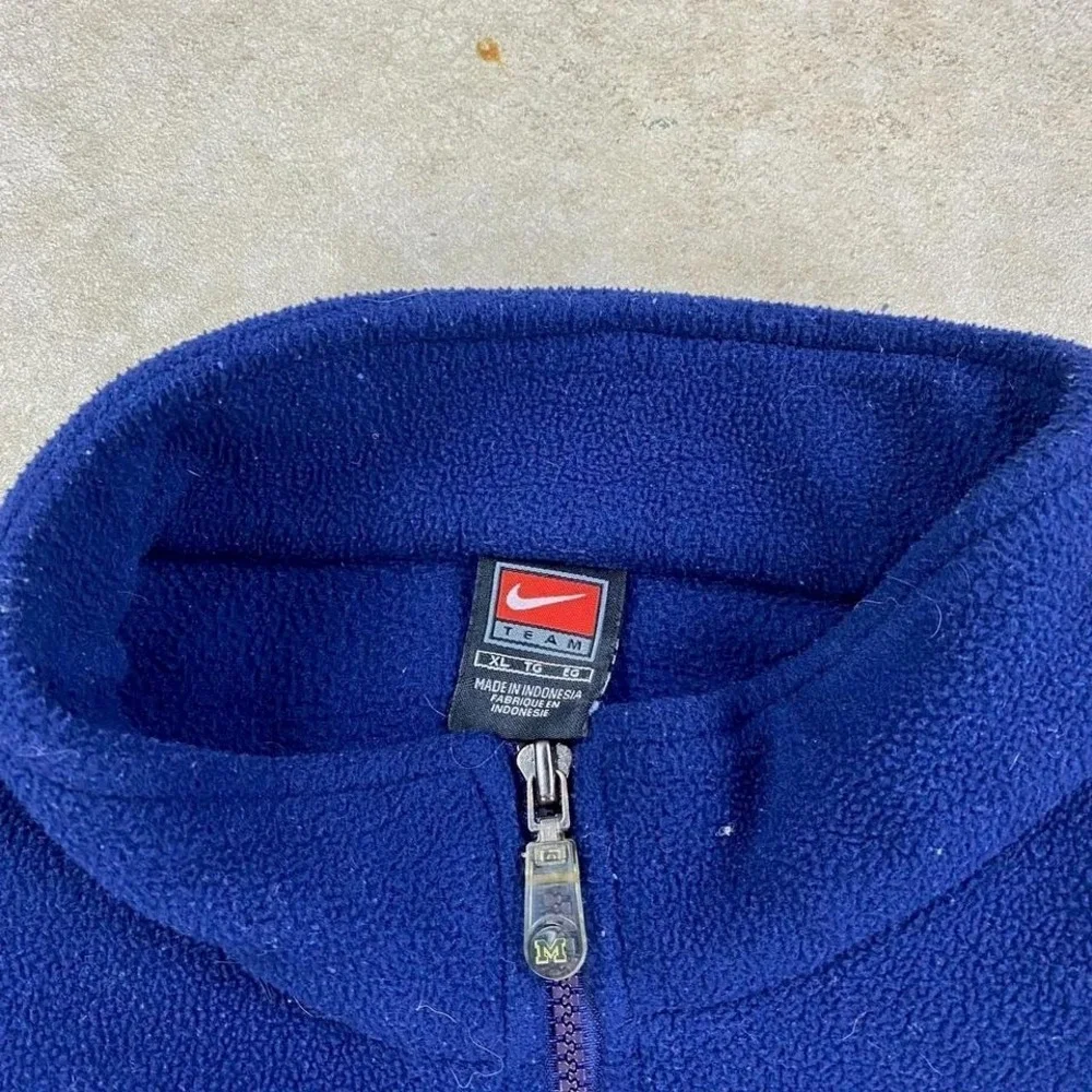 Vintage 90s Nike Michigan Wolverines Vest Size XL Blue‎ Fleece Full Zip Jacket